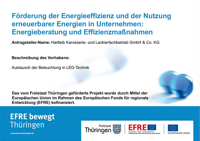 EFRE Zertifikat - Förderung der Energieeffizienz und der Nutzung erneuerbarer Energien in Unternehmen